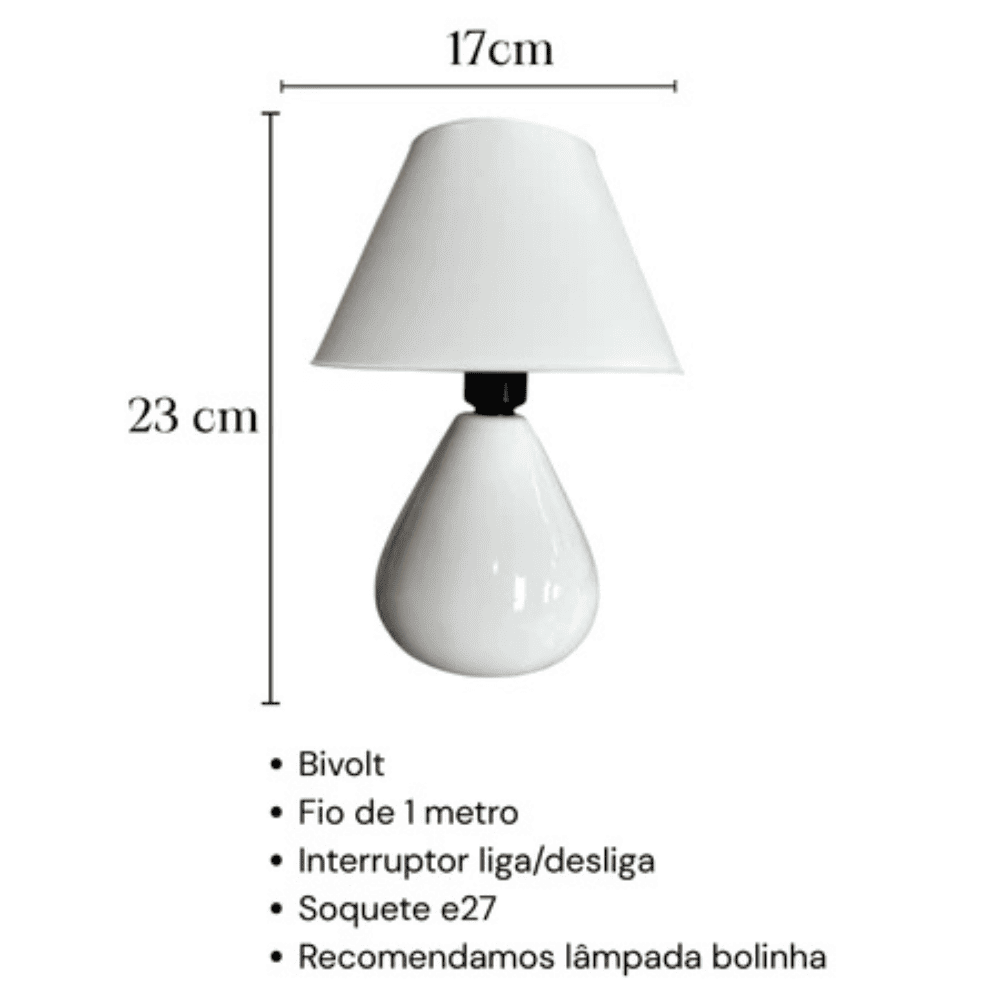 Abajur Gota Perle Cerâmica – Brivar Decor
