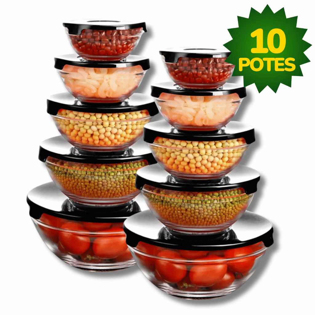 Kit De Potes Vidro Resistente Organizadores De Cozinha Multiuso
