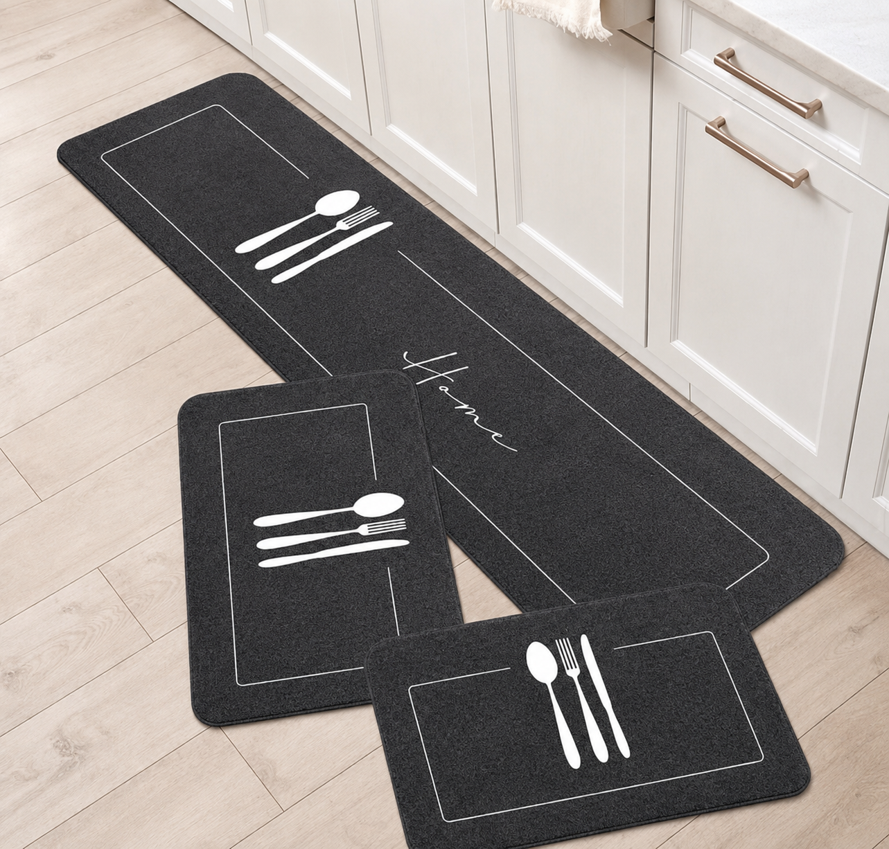 Conjunto 3 Tapetes de Cozinha Antiderrapante Estampado – Brivar Decor