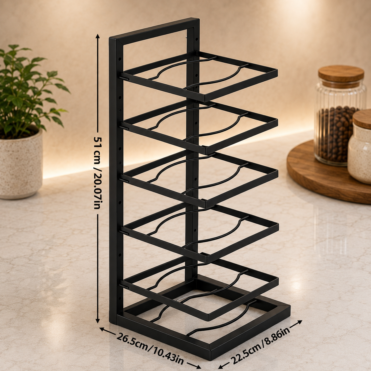 Organizador Ajustável de Panelas em Aço Inox – Brivar Decor