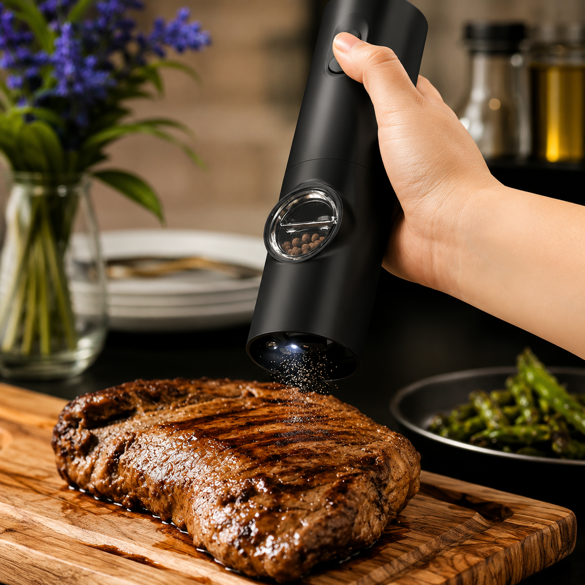 Moedor De Temperos Elétrico Para Sal e Pimenta – Compre 1 e leve 2