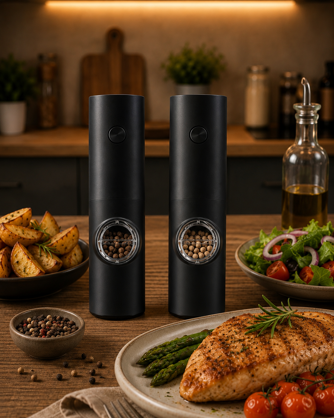 Moedor De Temperos Elétrico Para Sal e Pimenta – Compre 1 e leve 2