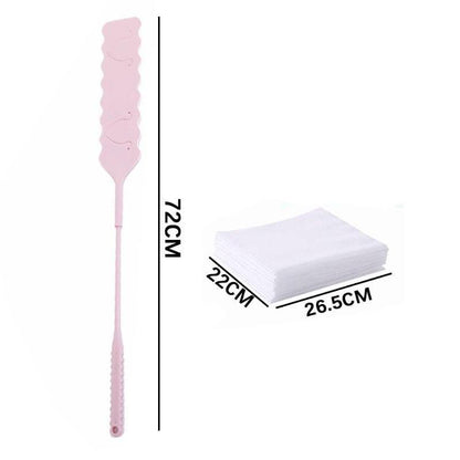 Palmatória rosa de 72 cm e pilha de guardanapos brancos 26,5x22 cm sobre fundo branco