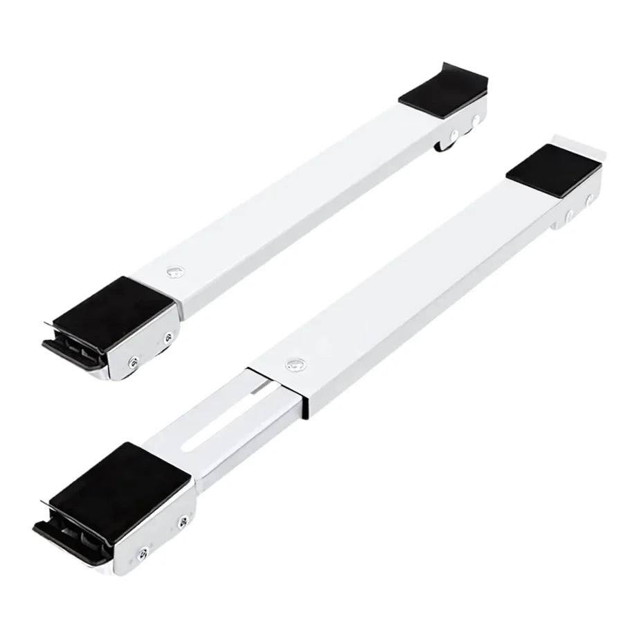 Barra de suporte extensível em metal branco com apoio de silicone preto para móveis