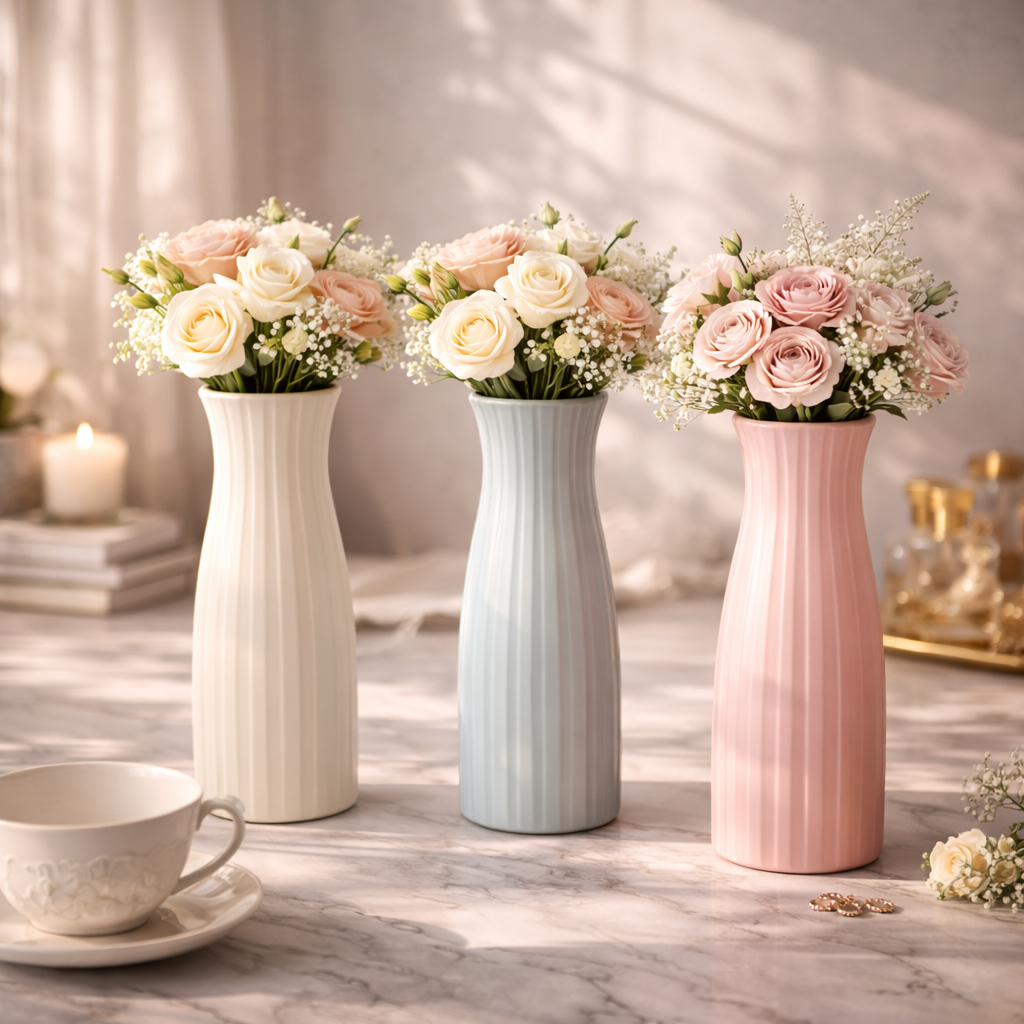 Vaso Decorativo com Efeito Cerâmica para Mesa e Sala