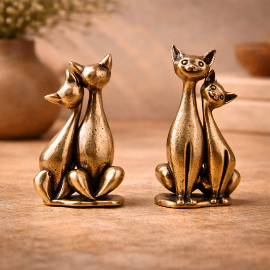 Escultura de Gatos Decorativa em Bronze Vintage para Mesa
