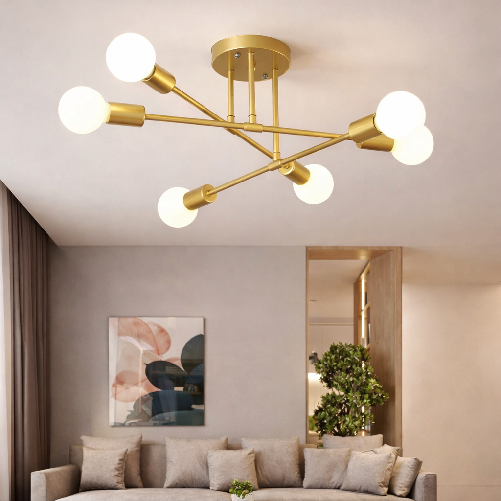 Lustre Industrial de Teto com 6 Braços para Sala