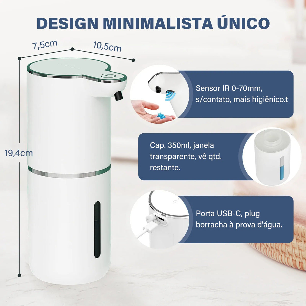 Dispensador Automático Espuma Luxe Touch – Brivar Decor