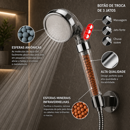 Ducha de Alta Pressão com Filtro e Economia de Água