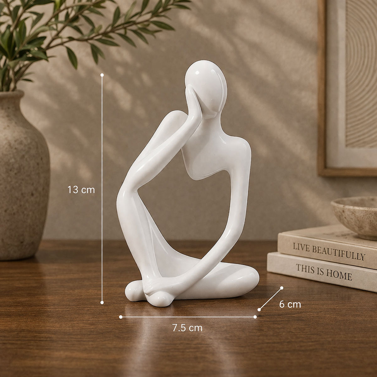 Escultura O Pensador em Resina Estilo Nórdico