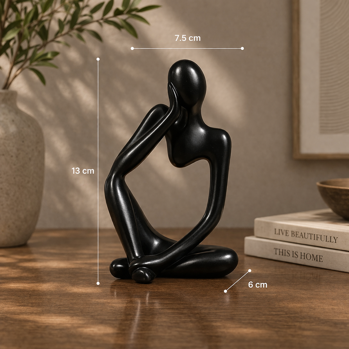 Escultura O Pensador em Resina Estilo Nórdico