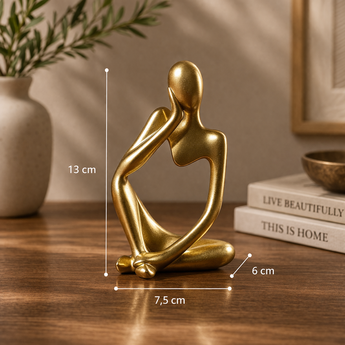 Escultura O Pensador em Resina Estilo Nórdico