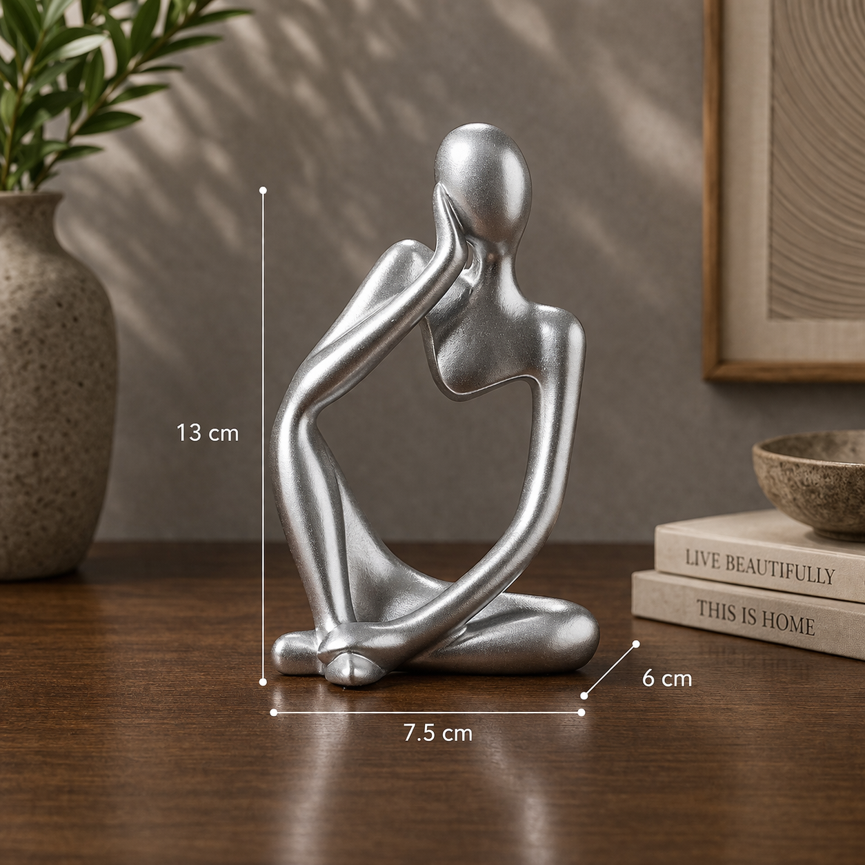 Escultura Decorativa O Pensador em Resina Estilo Nórdico