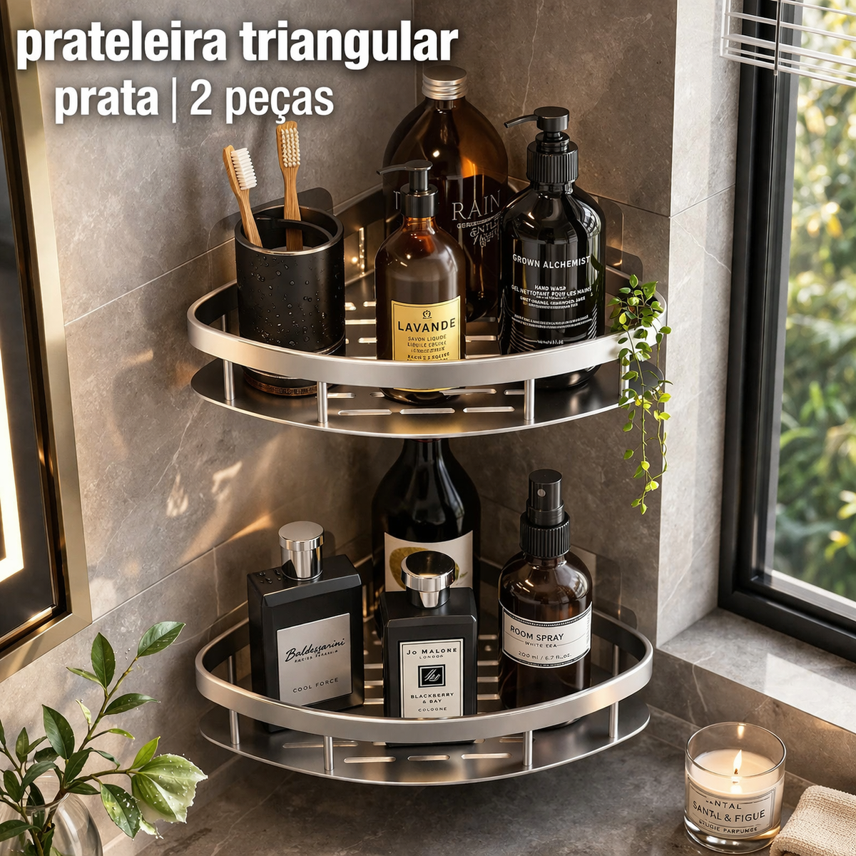 Suporte de Toalha com Prateleira sem Furar