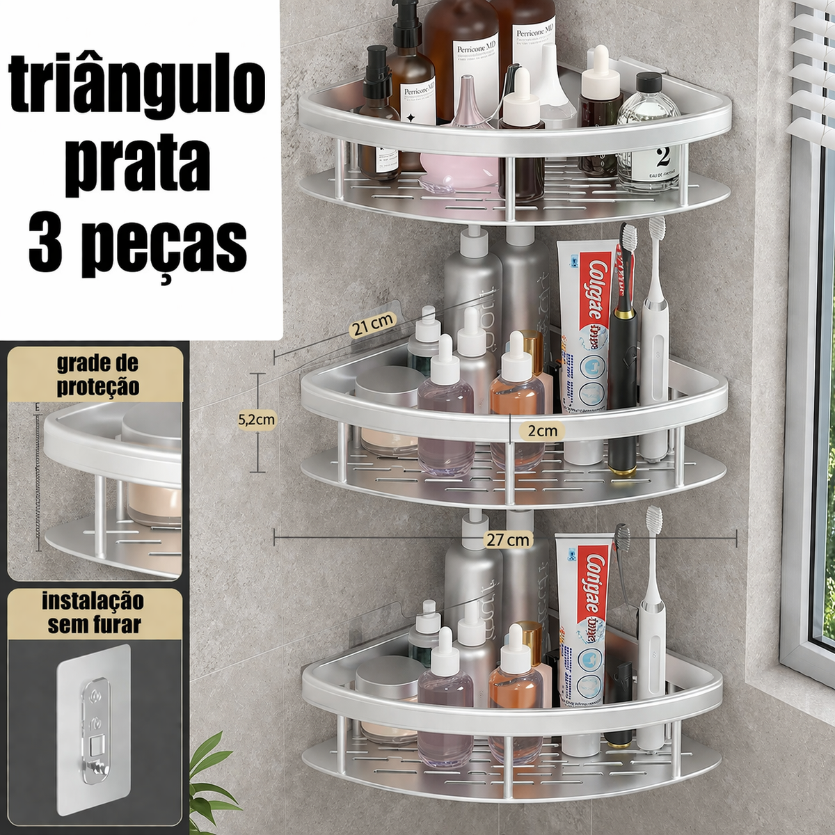 Suporte de Toalha com Prateleira sem Furar