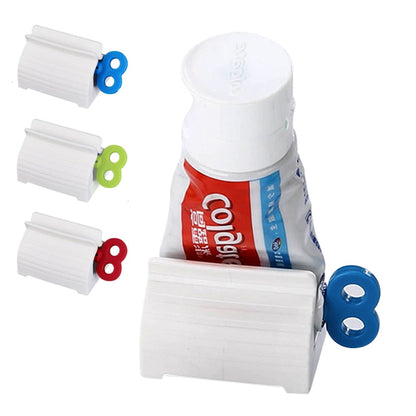 Aparador de tubos branco com chave colorida para fechar bisnaga de pasta de dente Colgate