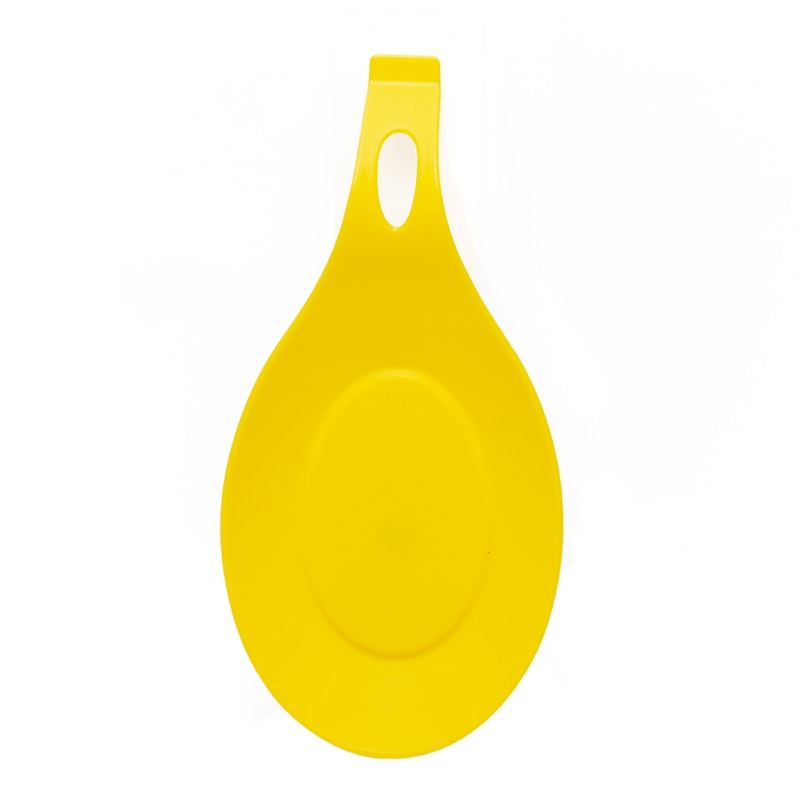 Descanso para colher amarelo em silicone com furo para pendurar, utensílio de cozinha