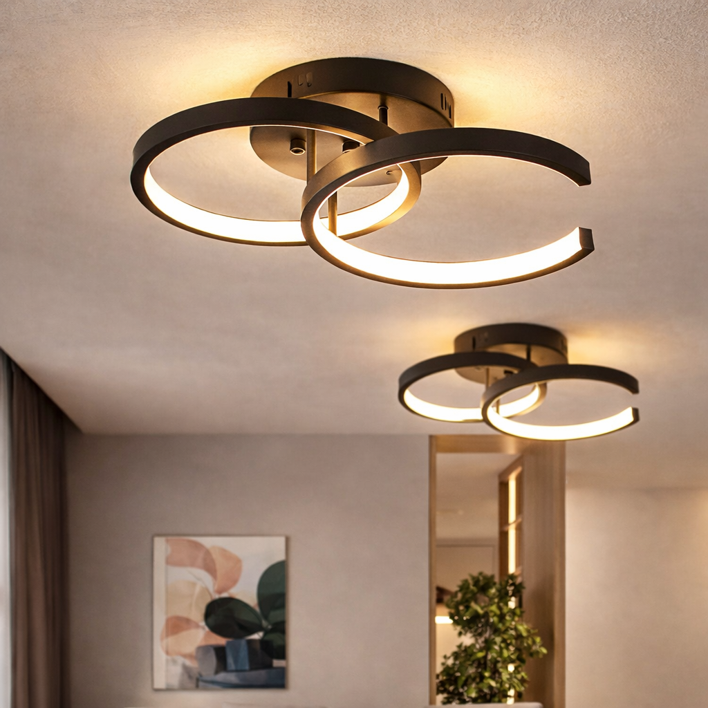 Plafon LED de Teto 2 Anéis para Corredor