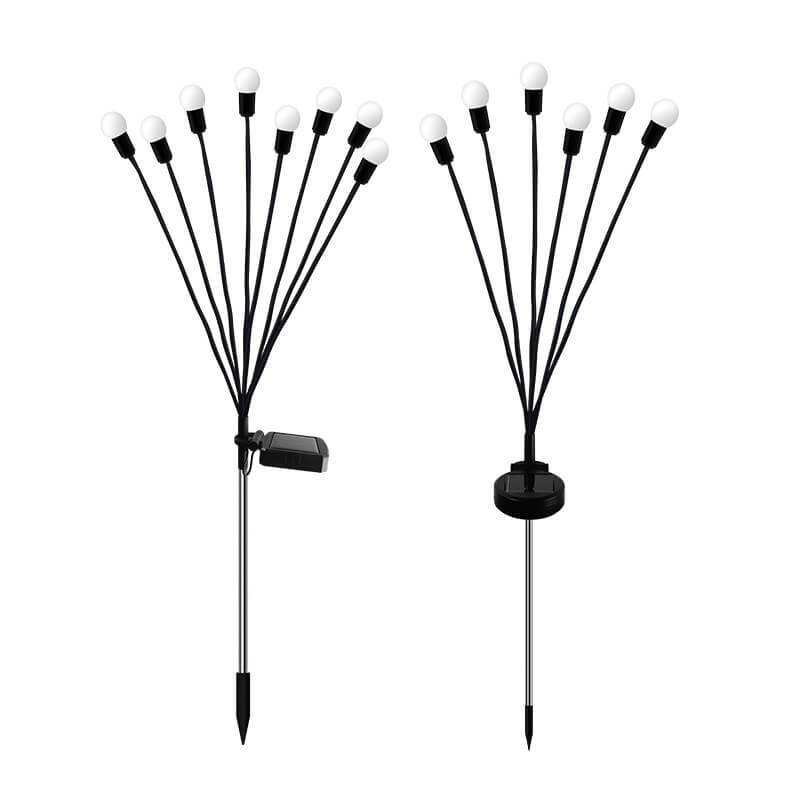 Luzes solares de jardim com 10 pequenos globos LED em hastes flexíveis pretas