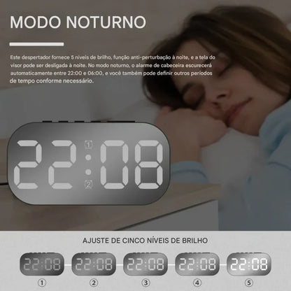 Relógio LED Espelhado Vitrine Slim – Brivar Decor