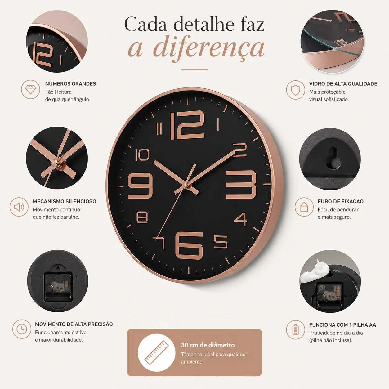 Relógio de Parede Aurelio – Brivar Decor
