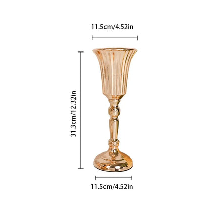 Vaso Trombeta em Metal para Centro de Mesa e Decoração