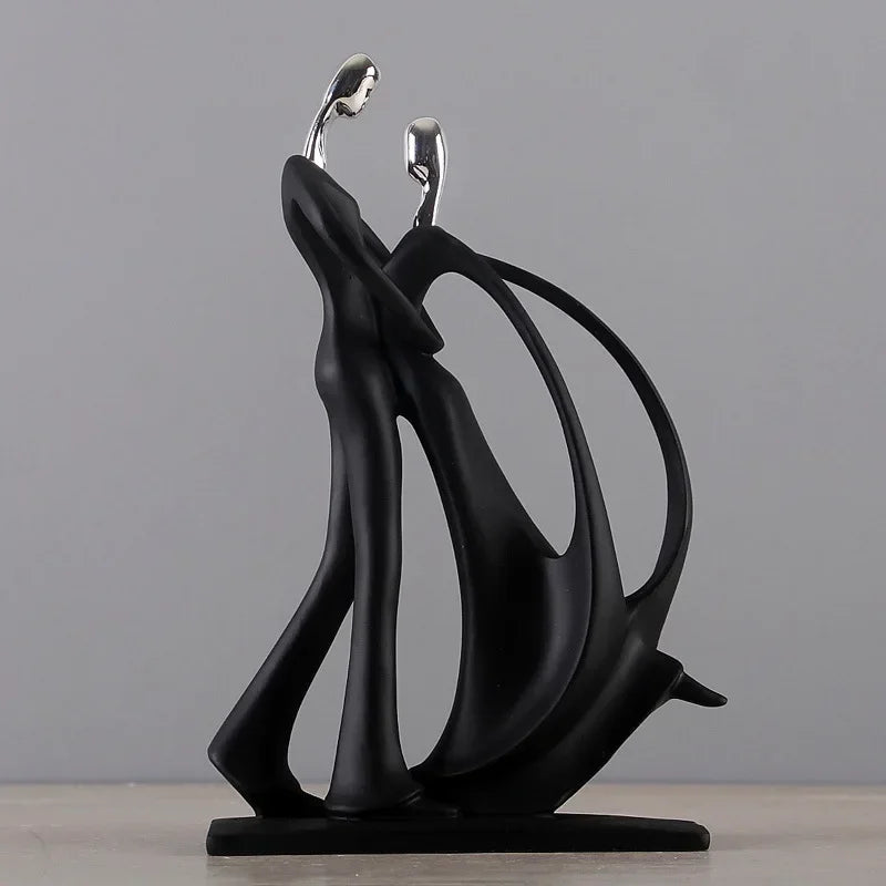 Escultura Casal Dançando em Resina Estilo Nórdico