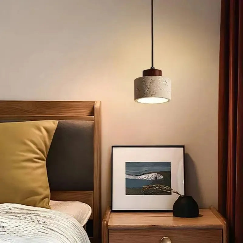 Pendente Japonês em Pedra e Madeira para Quarto e Sala