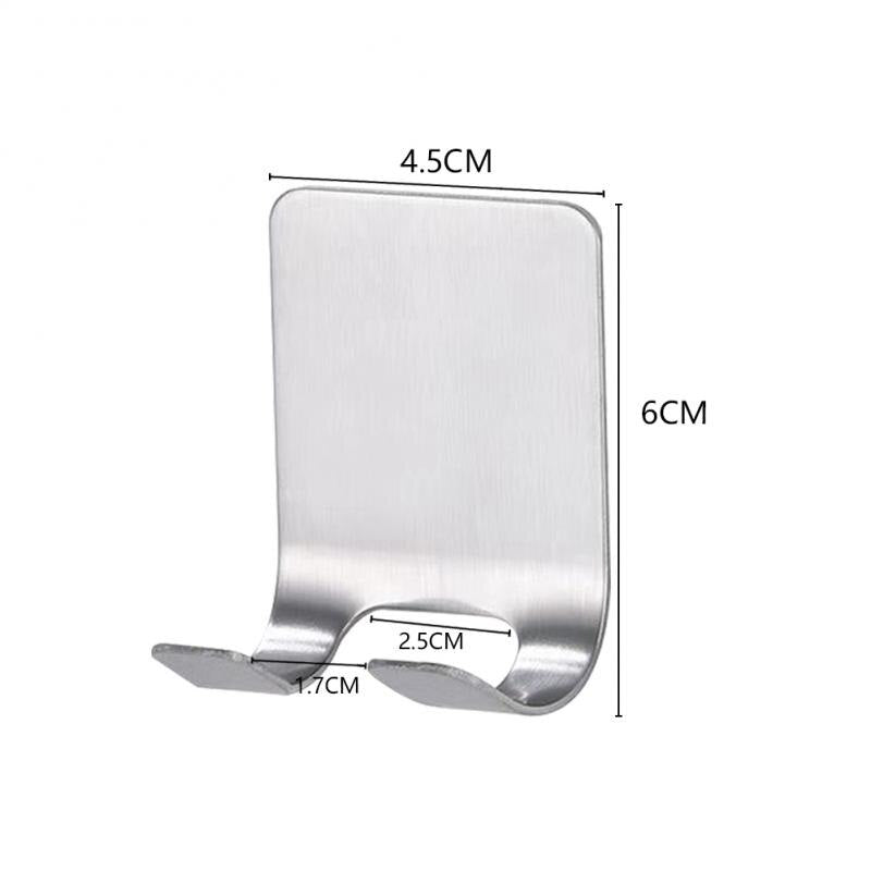 Gancho adesivo de aço inox com dimensões 6x4,5 cm, design moderno e resistente