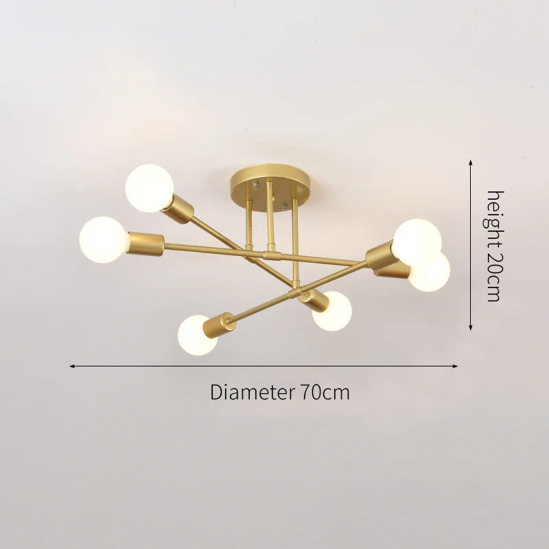Lustre Industrial de Teto com 6 Braços para Sala