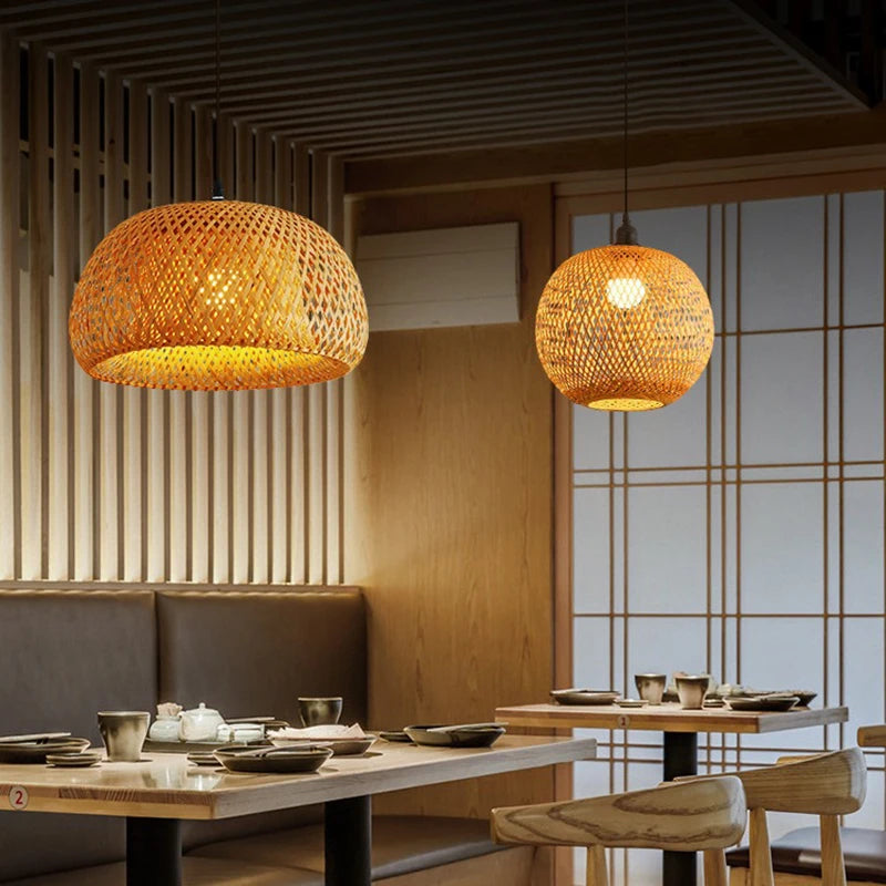 Luminária Pendente em Rattan Natural Estilo Artesanal