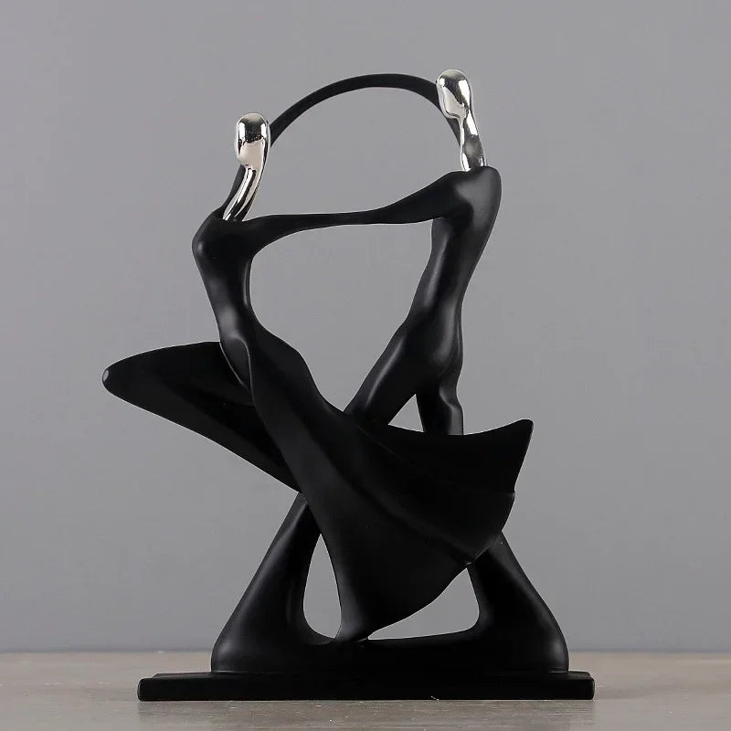 Escultura Casal Dançando em Resina Estilo Nórdico