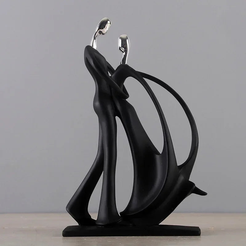 Escultura Casal Dançando em Resina Estilo Nórdico