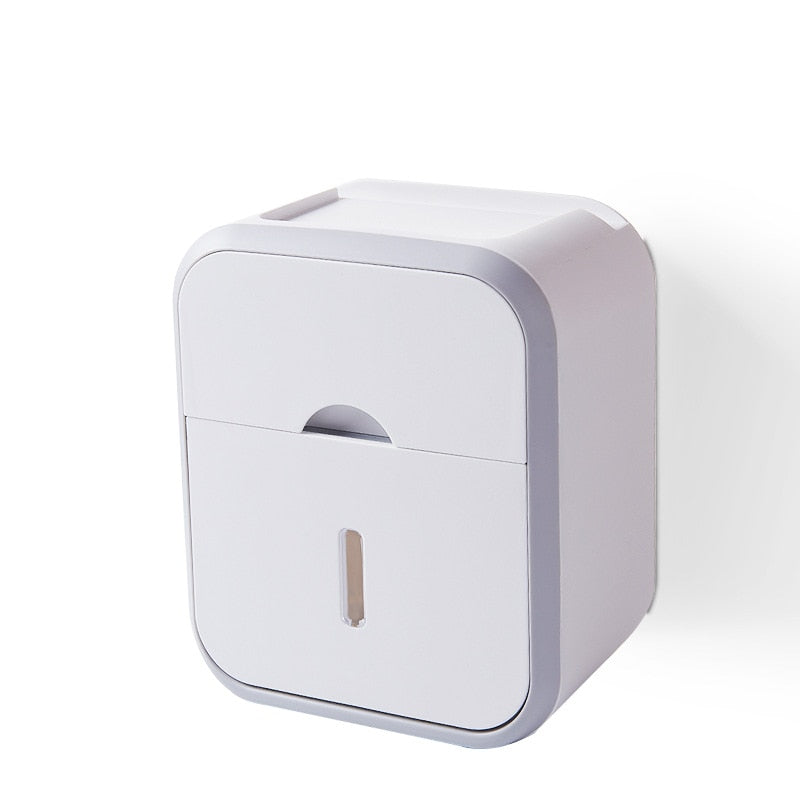 Suporte dispensador de papel higiênico branco compacto para banheiro moderno
