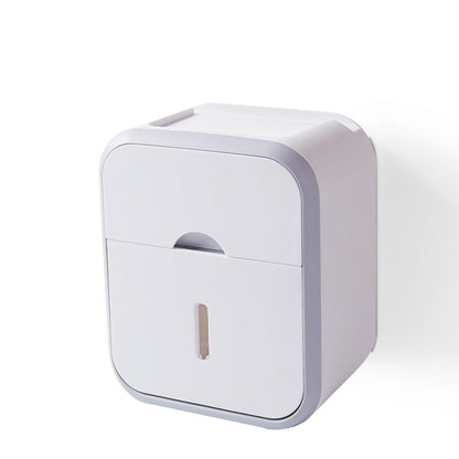 Suporte dispensador de papel higiênico branco compacto para banheiro moderno