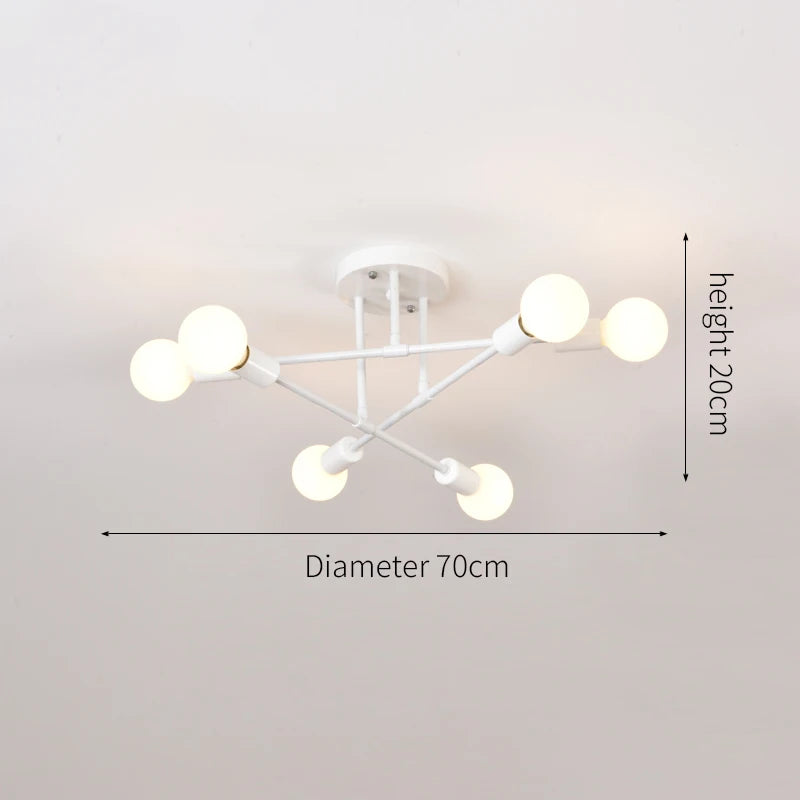 Lustre Industrial de Teto com 6 Braços para Sala