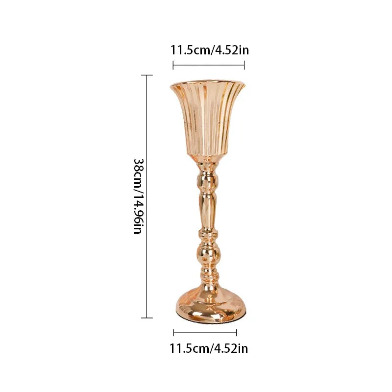 Vaso Trombeta em Metal para Centro de Mesa e Decoração
