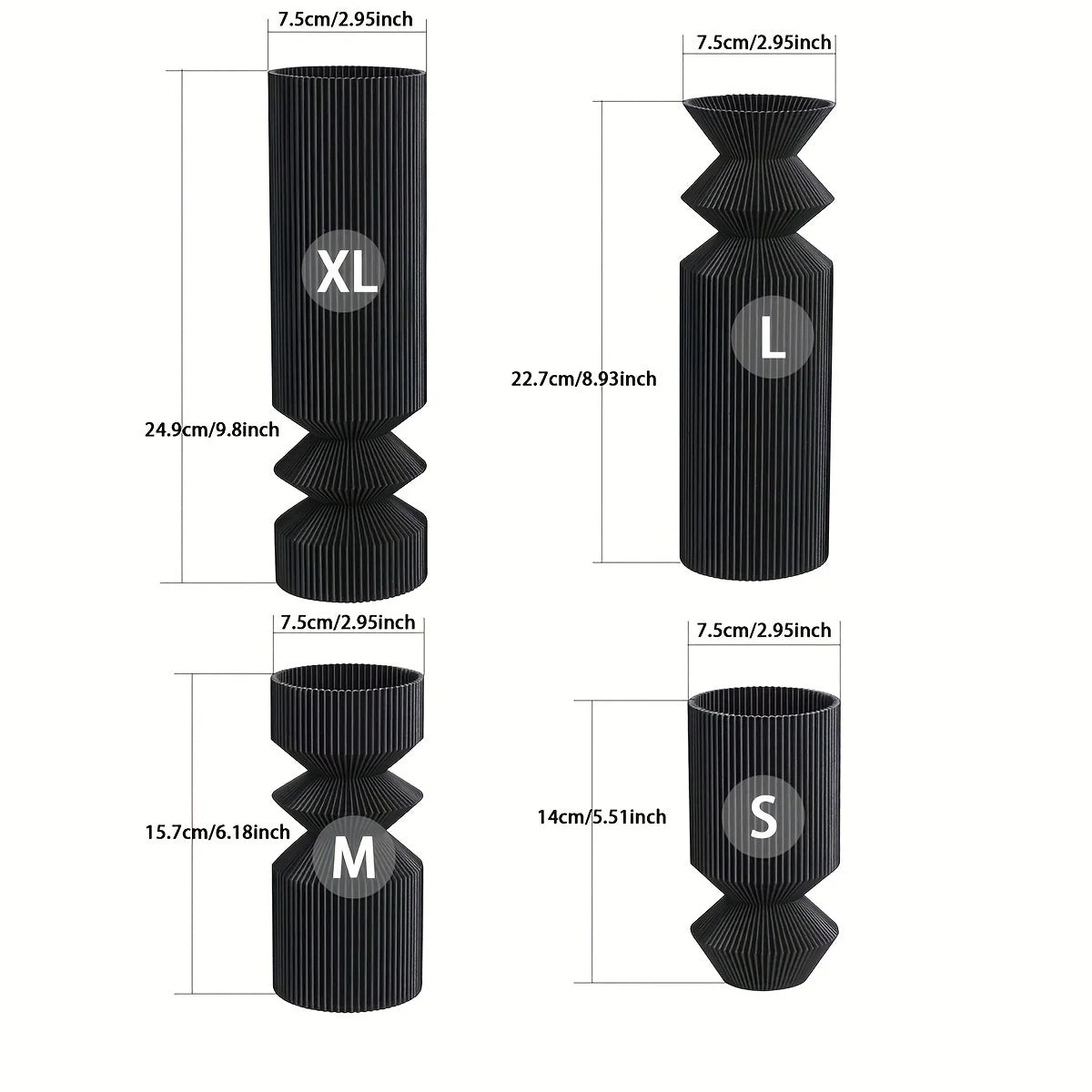 Vaso Decorativo Preto Estilo Nórdico para Sala e Jantar