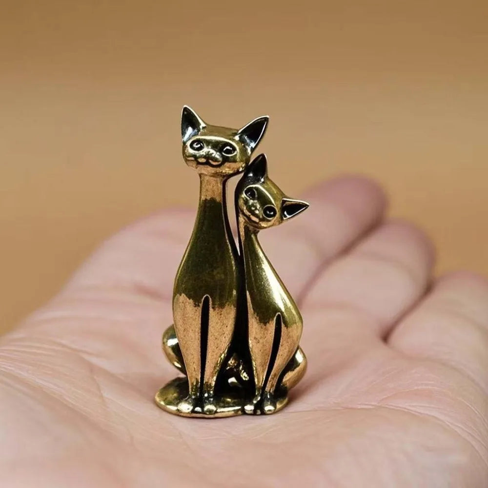 Escultura de Gatos Decorativa em Bronze Vintage para Mesa