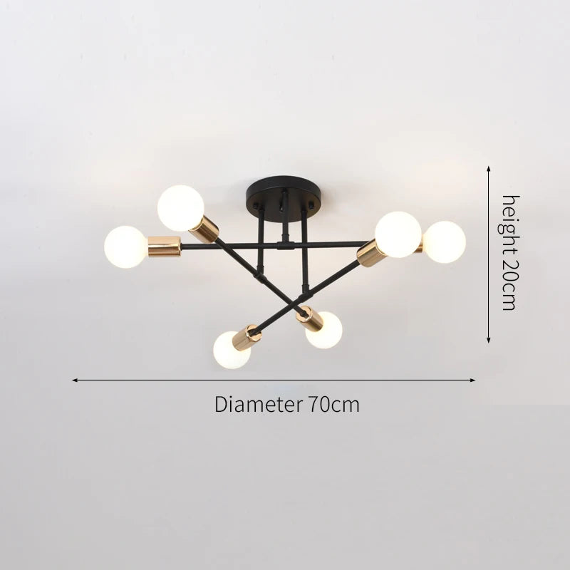 Lustre Industrial de Teto com 6 Braços para Sala