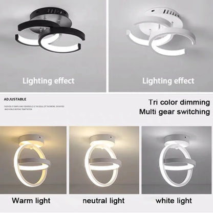 Plafon LED de Teto com 2 Anéis para Corredor e Varanda