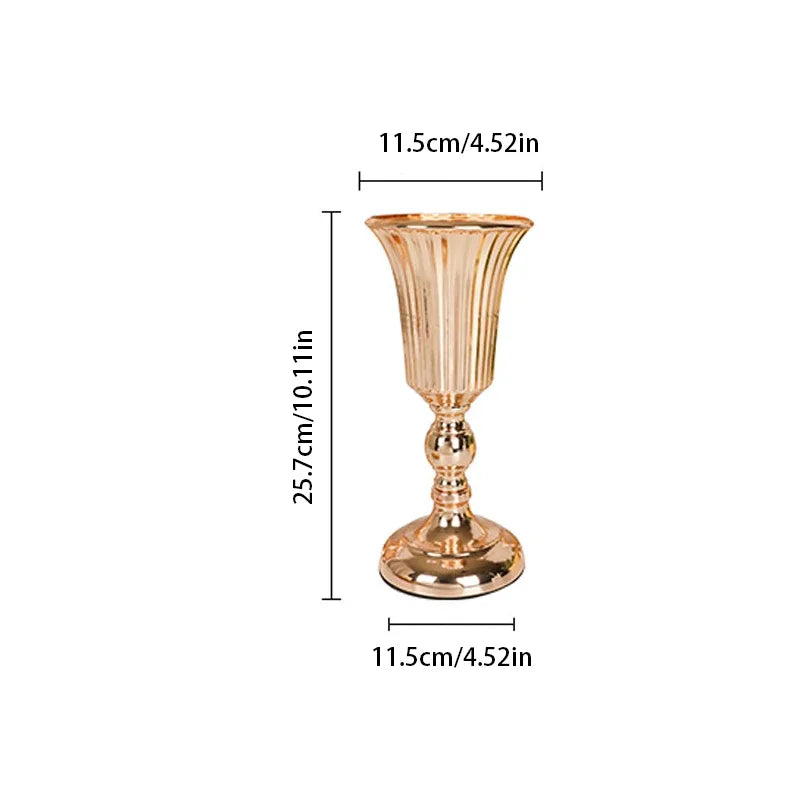 Vaso Trombeta em Metal para Centro de Mesa e Decoração