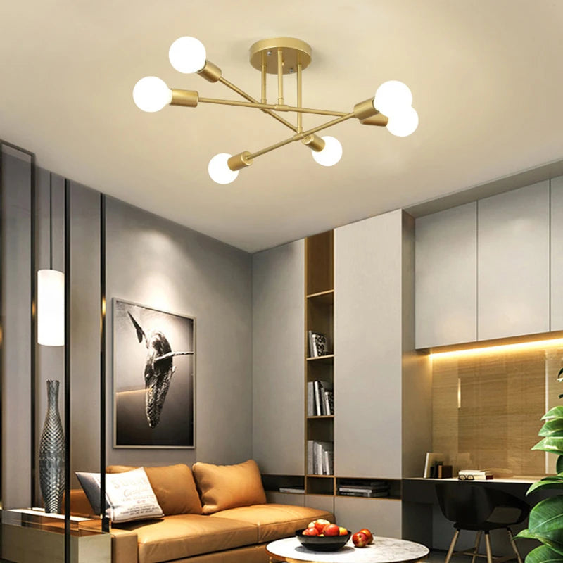 Lustre Industrial de Teto com 6 Braços para Sala