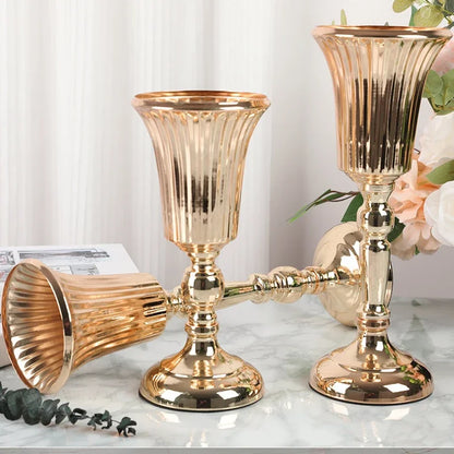 Vaso Trombeta em Metal para Centro de Mesa e Decoração