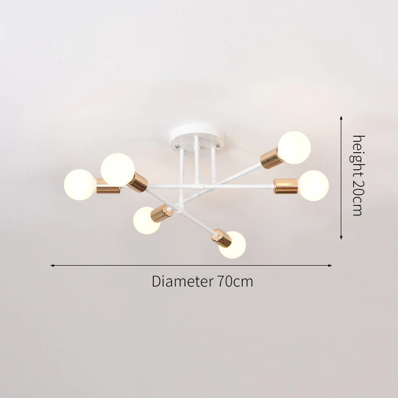Lustre Industrial de Teto com 6 Braços para Sala