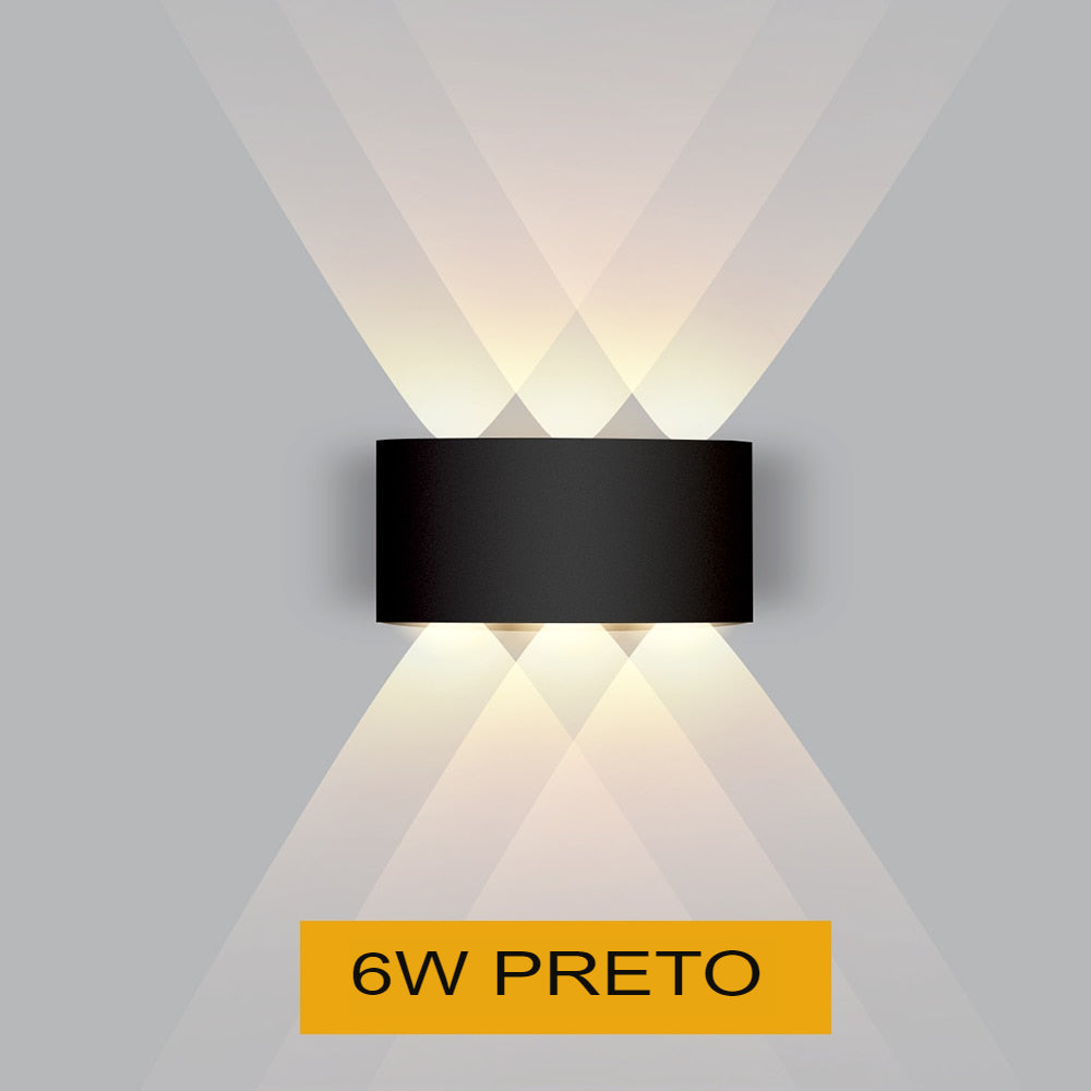 Arandela de parede preta 6W com iluminação decorativa em padrões cruzados