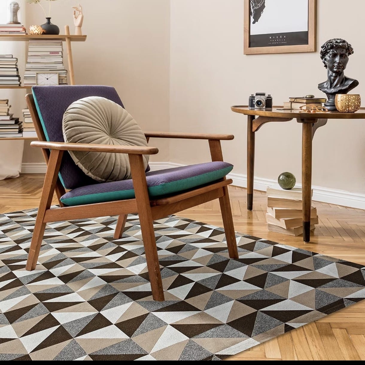 Tapete Jacquard Geométrico Antiderrapante – Brivar Decor