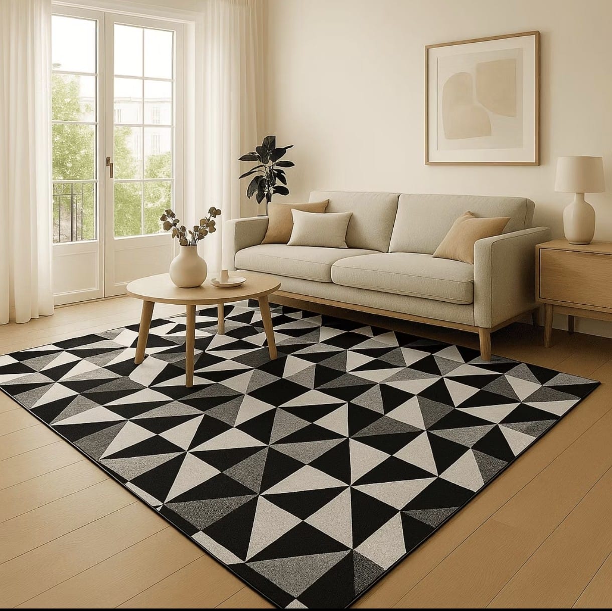 Tapete Jacquard Geométrico Antiderrapante – Brivar Decor