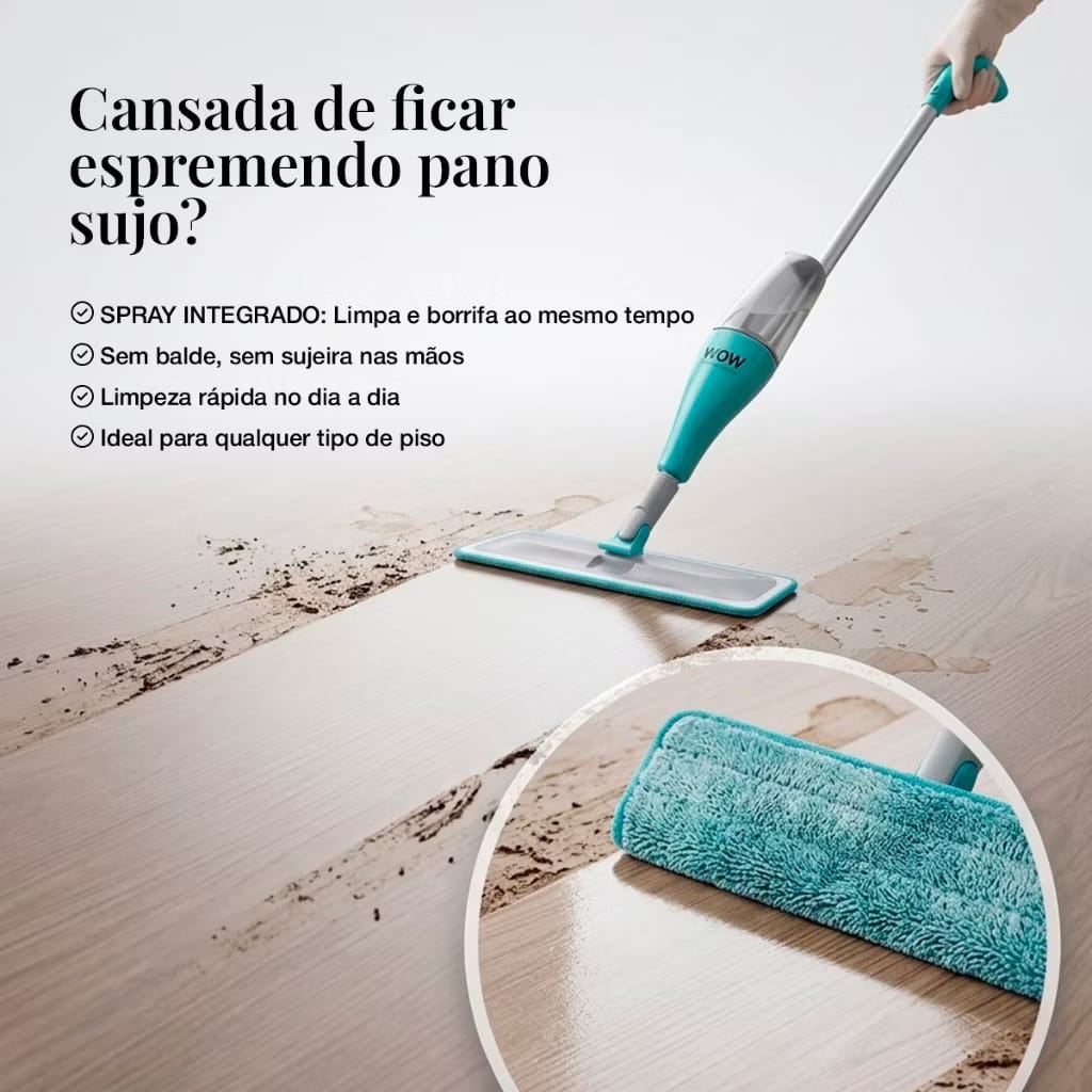 Mop Spray Mágico com Reservatório – Limpeza Rápida e Eficiente