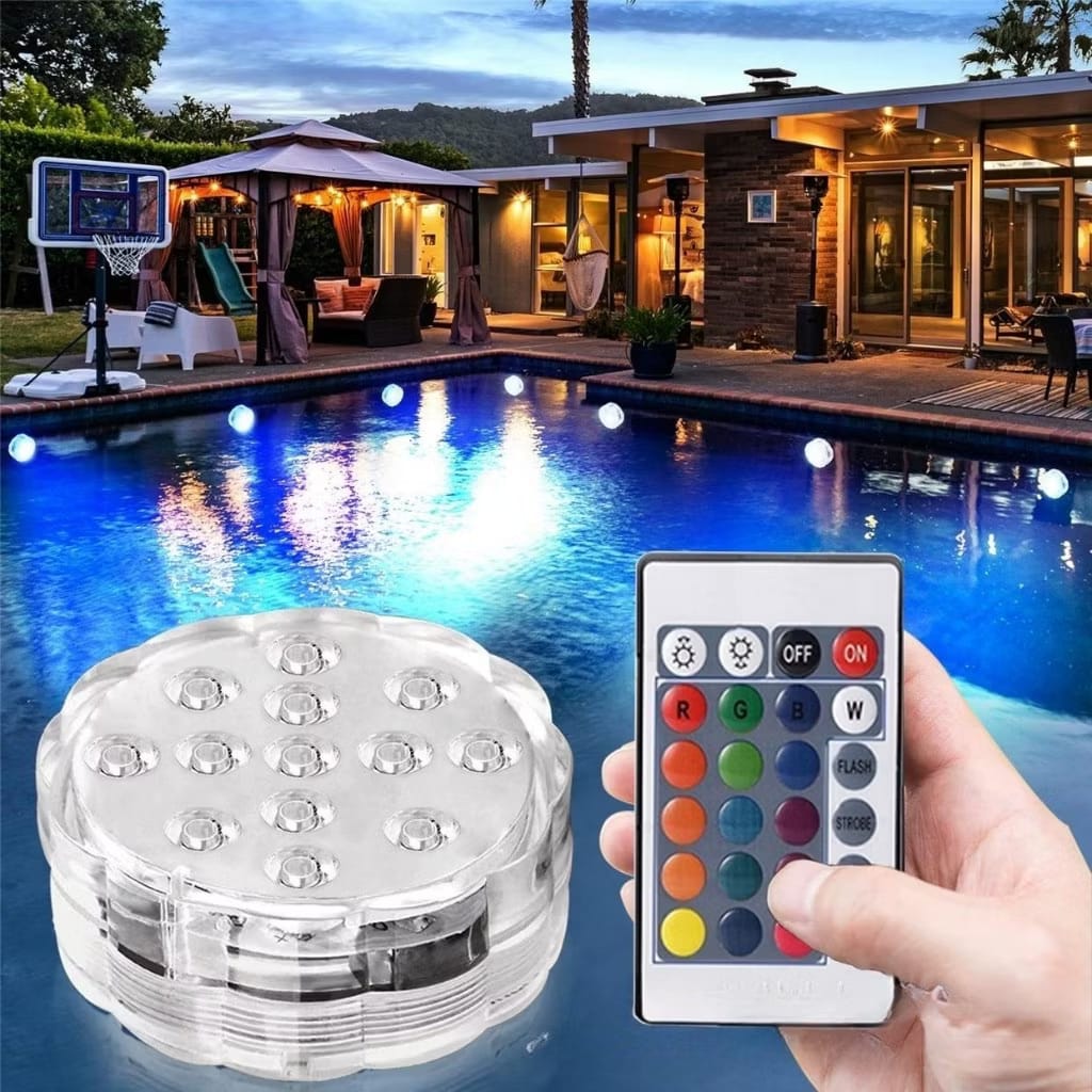Kit Luminárias de Piscina RGB - Sem Fio Com Controle Remoto